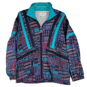 Vtg Rafael Wind Breaker Jacket FullZip Dopamine Colorful Aztec Southwest 90s XS